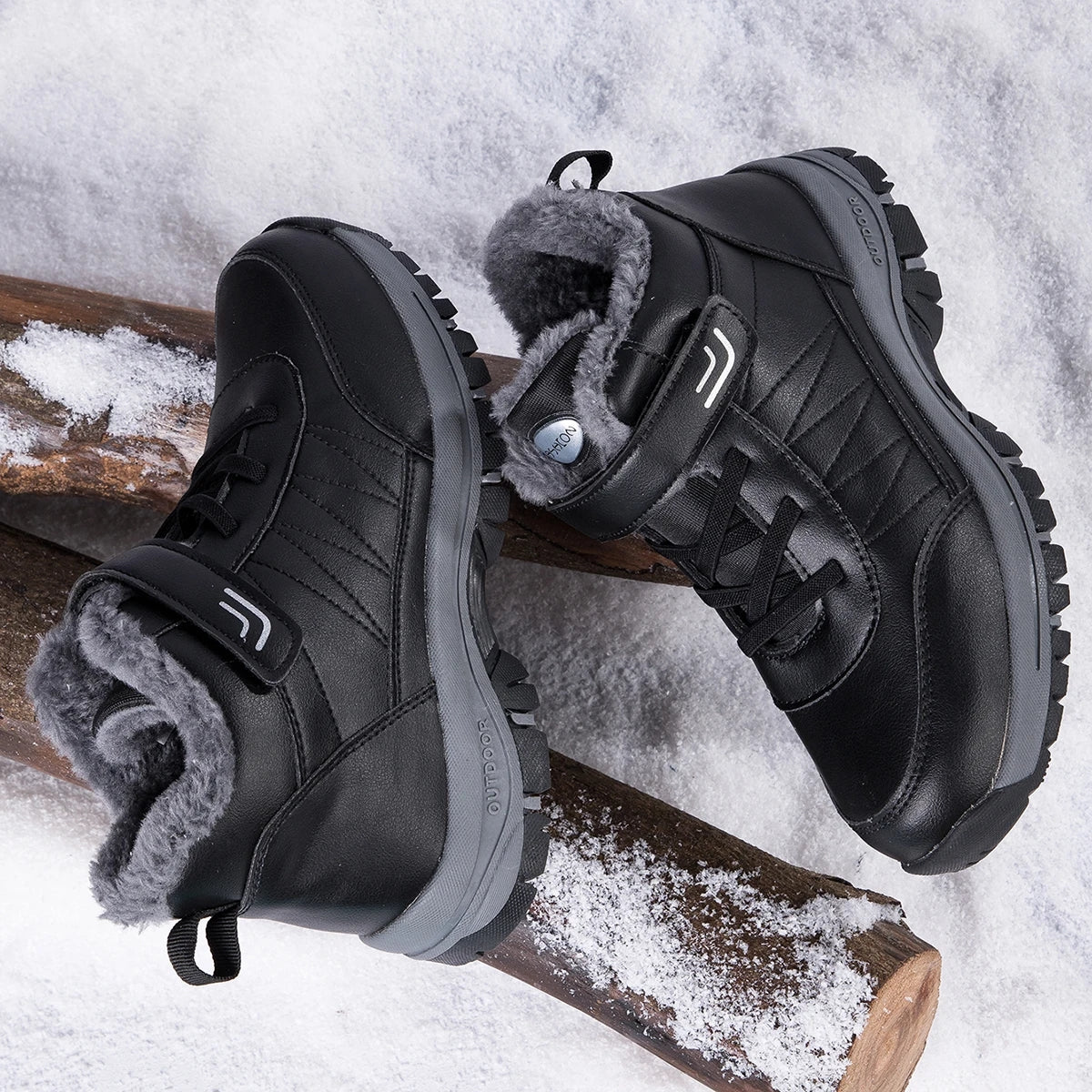 Winter Men's Boots Leather Snow Boots Man Plush Warm Causal Shoes  Waterproof Men Boots Lace Up Male Sneakers escarpines hombre - AliExpress